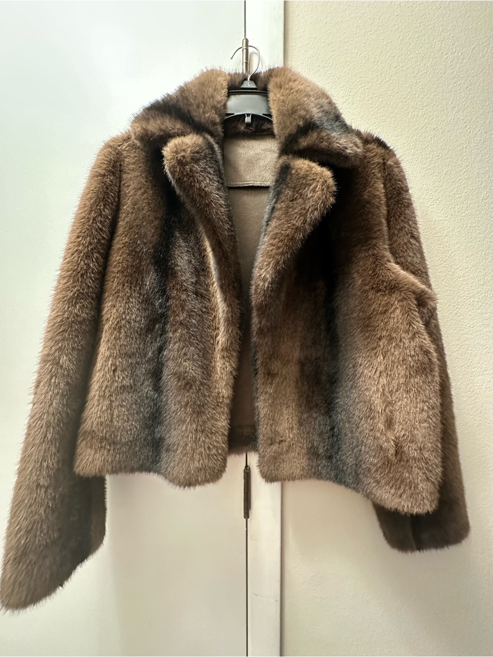 Plush Brown Faux Fur Teddy Jacket made in Italy.